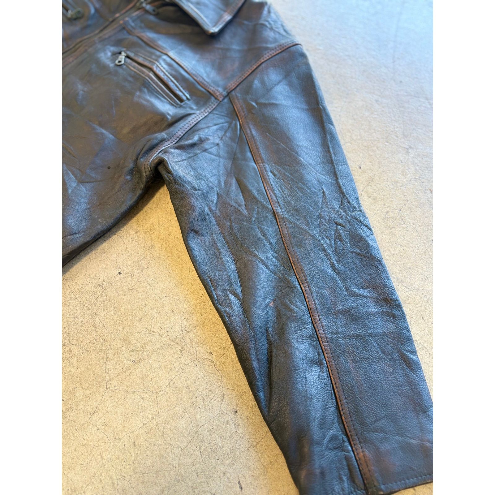 Vintage Vintage Brown Leather Boxy Racing Jacket Unisex M Size US M / EU 48-50 / 2 - 9 Thumbnail