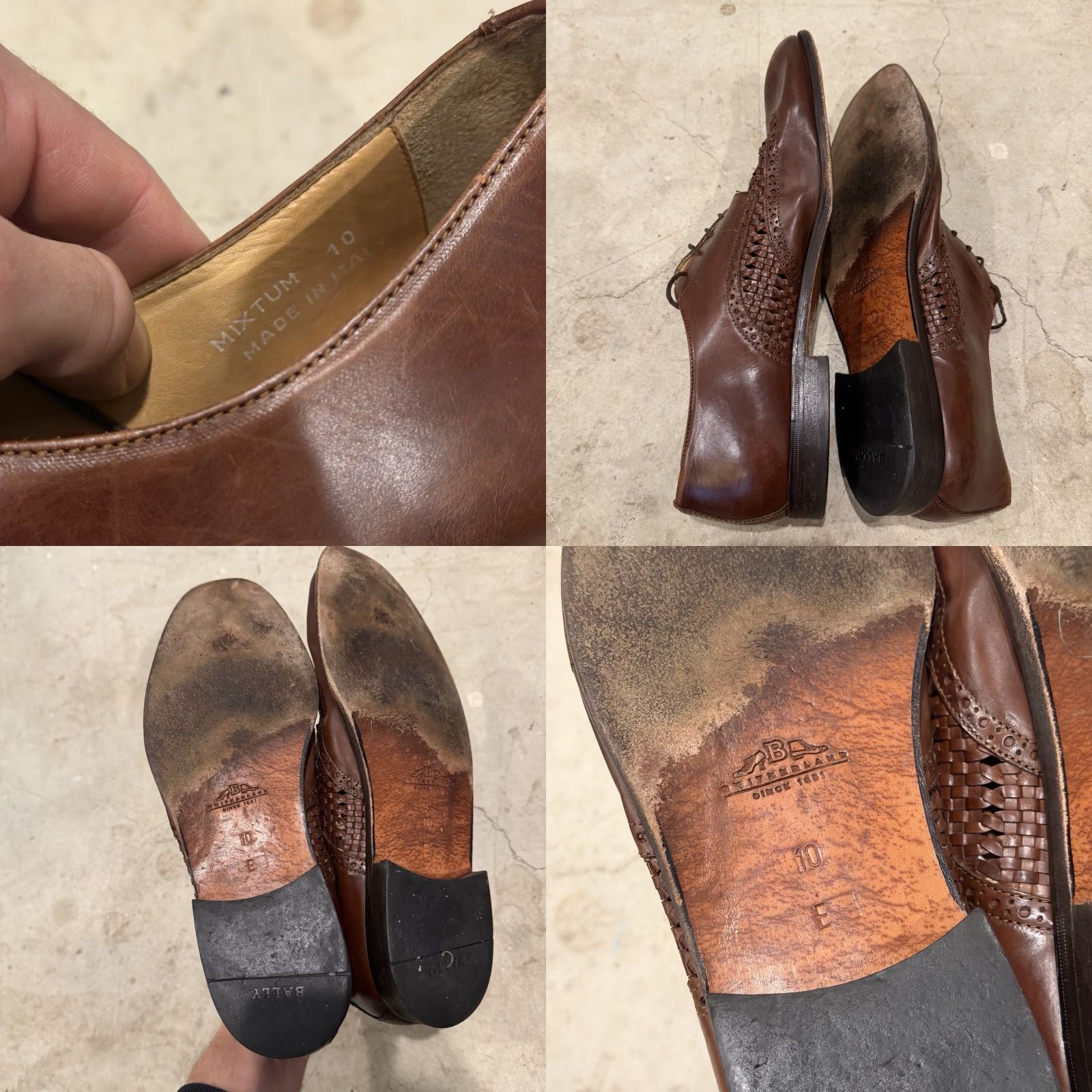 Bally VINTAGE Bally Mixtum Brown Size 10 E Woven Leather Cap Toe Oxford Dress Shoe Men's Italy Size ONE SIZE - 8 Thumbnail