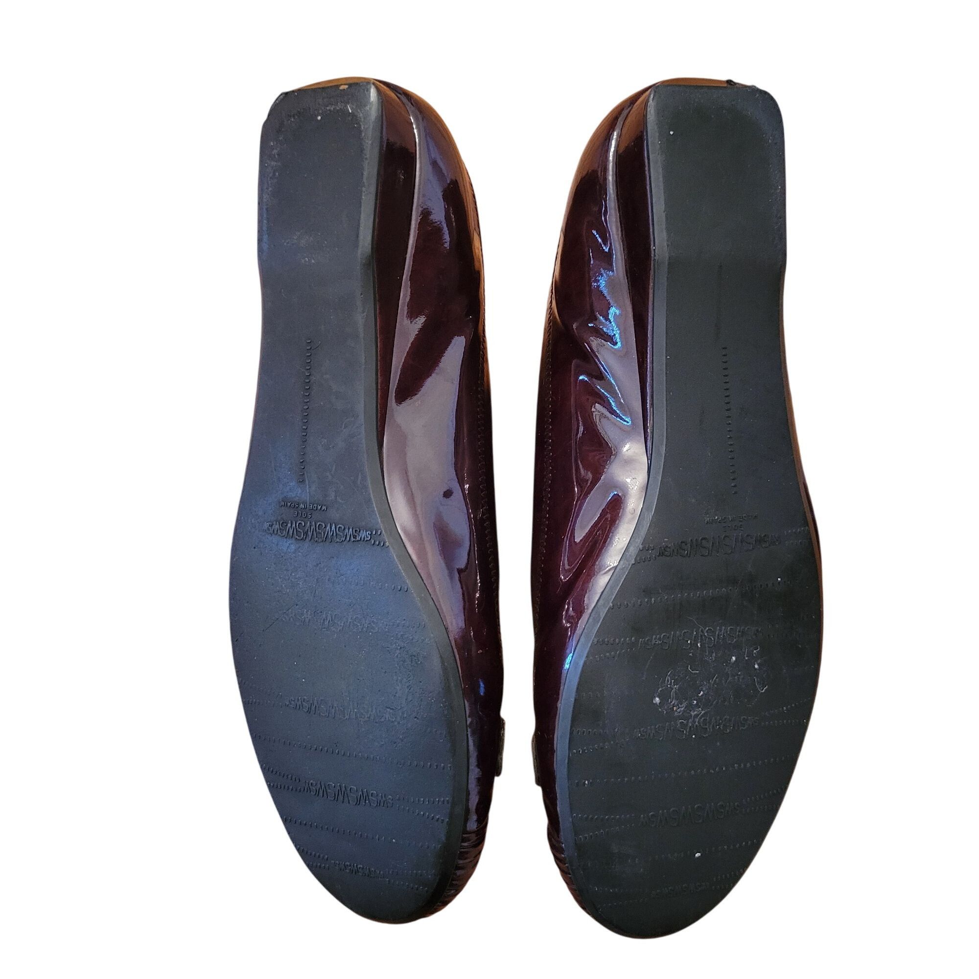 Stuart Weitzman Stuart Weitzman Burgundy Patent Leather Flats With Buckle De Size US 8 / IT 38 - 8 Thumbnail