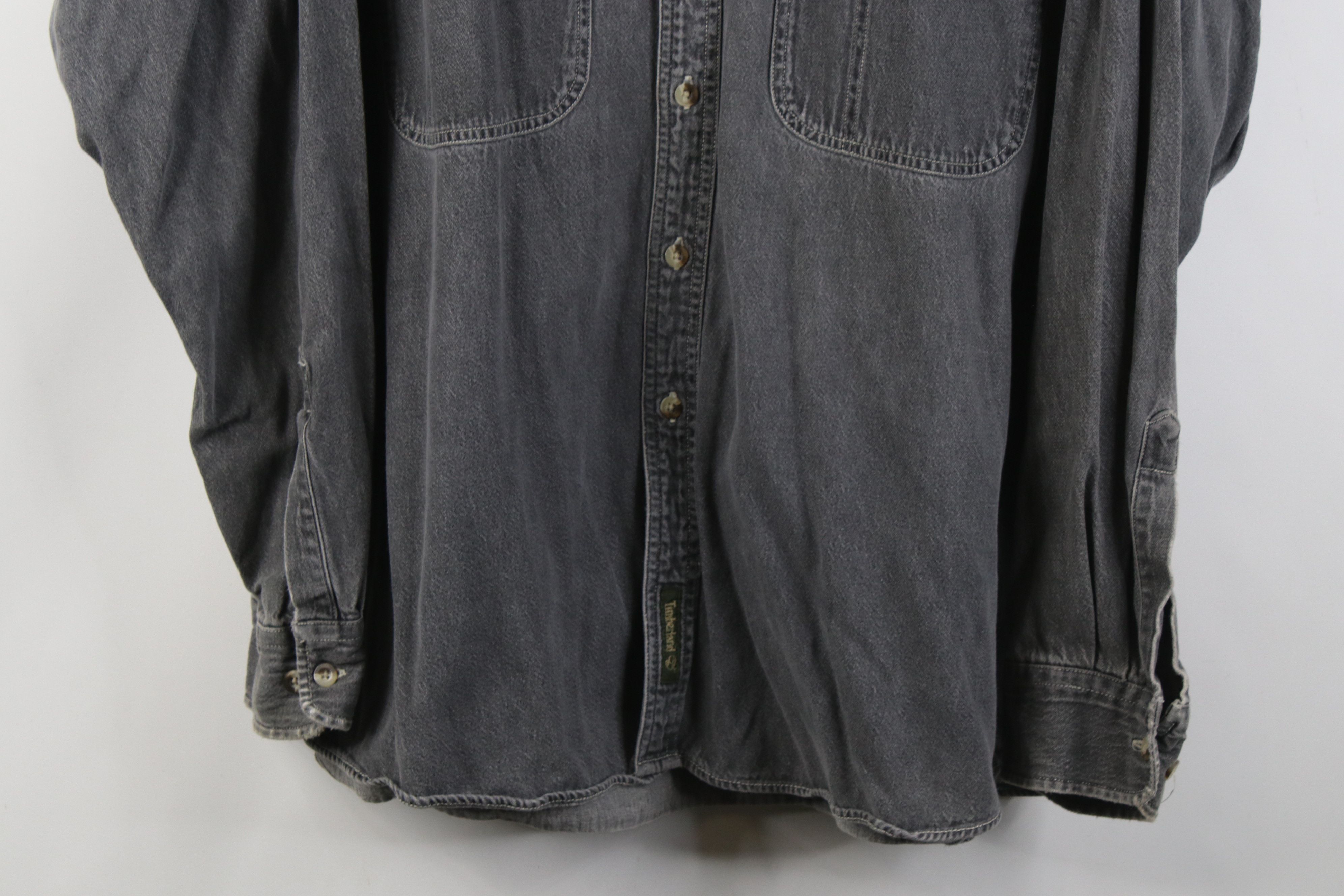 Timberland Vintage 90s Timberland Baggy Stonewash Denim Button Shirt Size US XL / EU 56 / 4 - 3 Thumbnail
