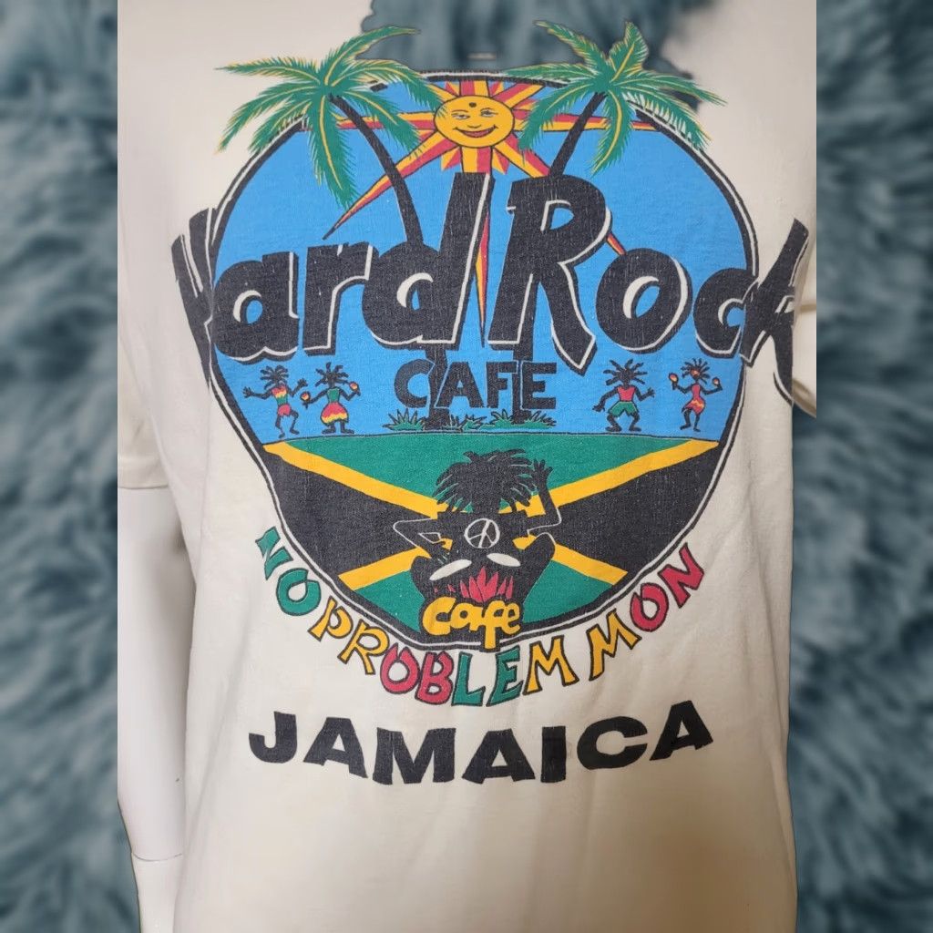 Hard Rock Cafe VINTAGE Hard Rock Cafe Jamaica T Shirt 2XL White Unisex Adults Short Sleeve Crew Neck Graphic Tee Men Women 80s 90s Crop Top Mon No Problem Mon Size US XXL / EU 58 / 5 - 1 Thumbnail