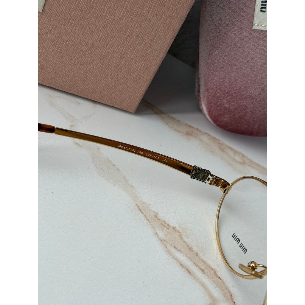 Miu Miu NEW Miu Miu M50ZV Gold Oval Metal Eyeglasses Frames Size ONE SIZE - 6 Thumbnail