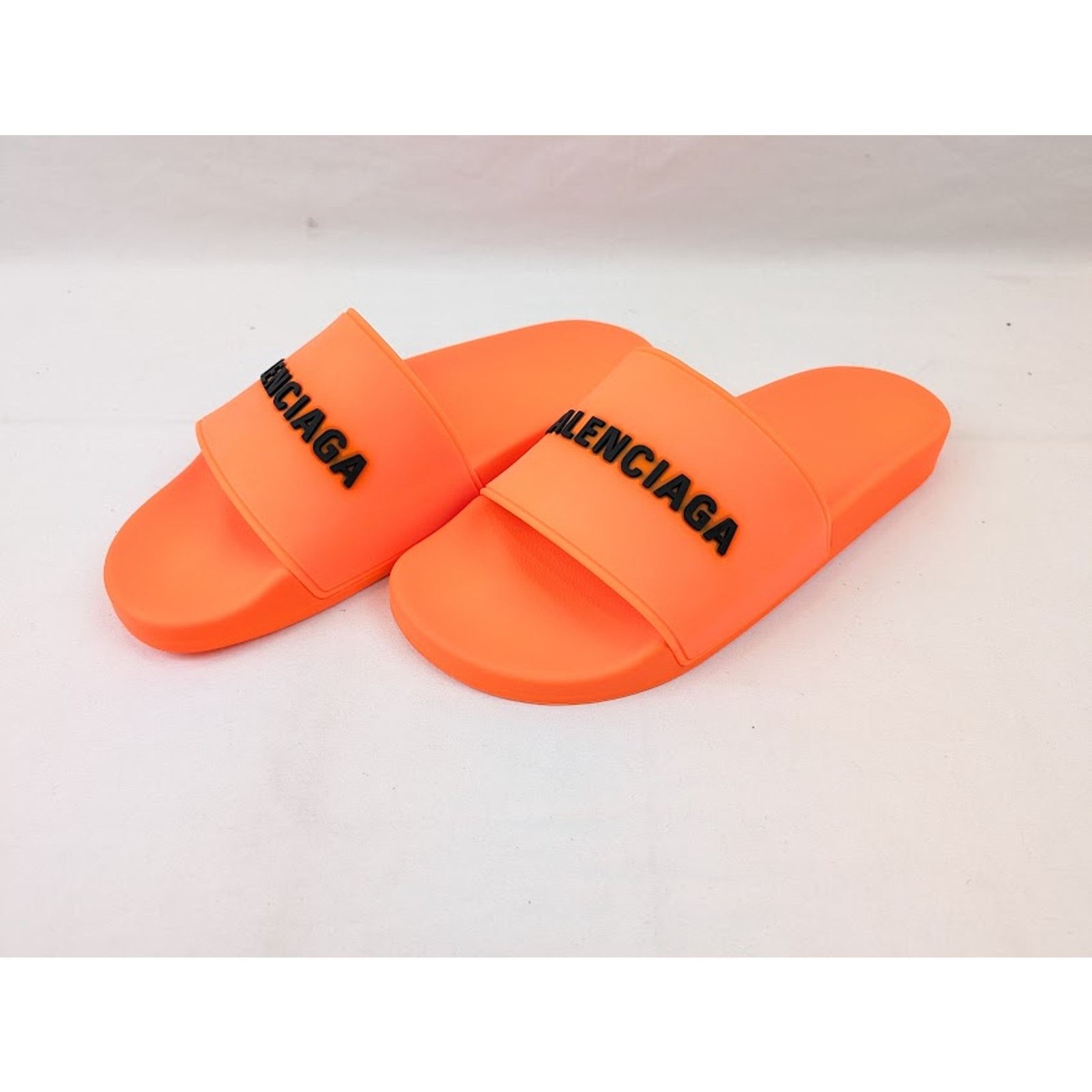 Balenciaga o1rshd1 Smooth Rubber Pool Logo Slide in Orange/Black Size US 9 / EU 42 - 17 Thumbnail