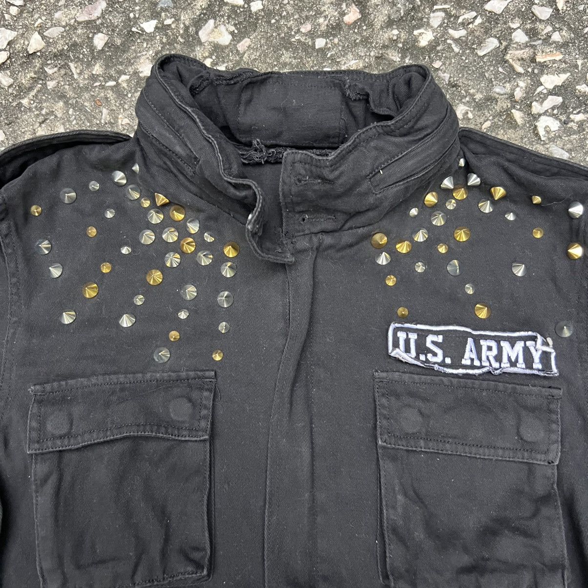Japanese Brand “CRAZY” STUDDED METAL PUNK US ARMY JACKET Size US S / EU 44-46 / 1 - 8 Thumbnail