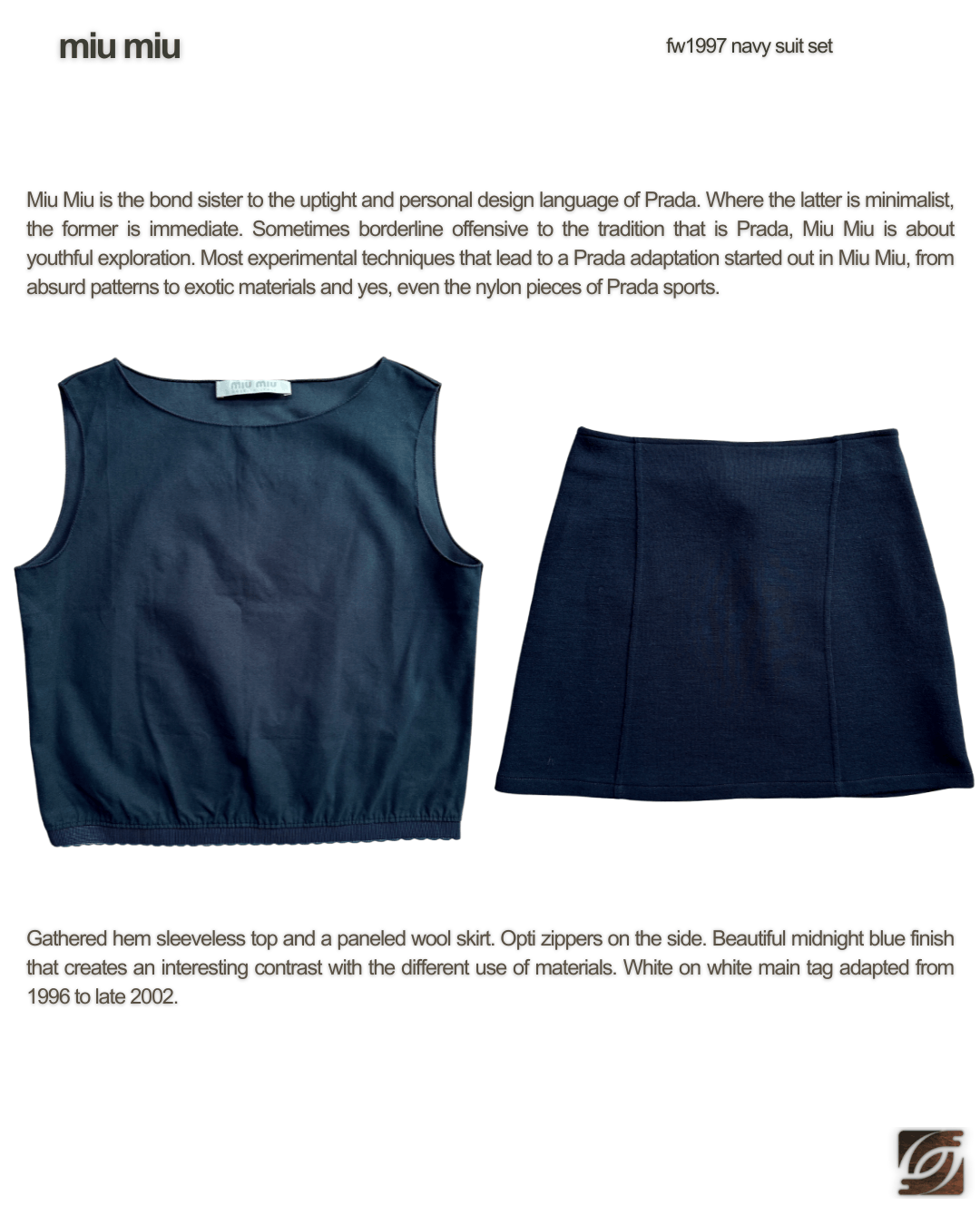 Miu Miu FW1997 Navy Suit Set Size S / US 4 / IT 40 - 2 Thumbnail