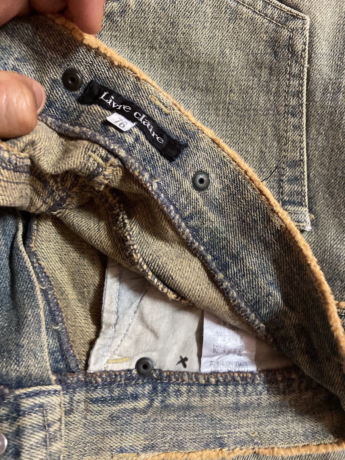 Japanese Brand Flare LIVRE CLAIRE Rare Fur Design Bootcut Denim Size US 29 - 17 Thumbnail