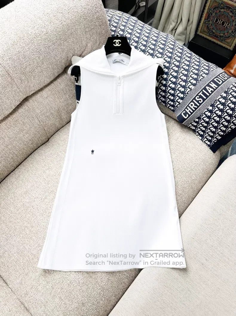 Dior Dior Navy Collar Lucky Star Embroidered Dress Size XS / US 0-2 / IT 36-38 - 2 Thumbnail