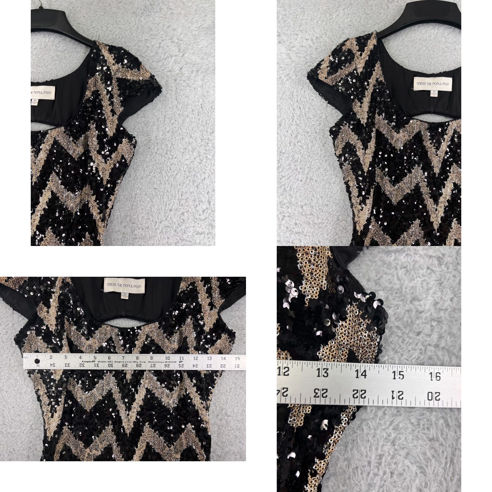 Dress the Population Dress The Population Dress Women's Medium Black Silver Stripes Sequin Open Back Dress Size M / US 6-8 / IT 42-44 - 8 Thumbnail