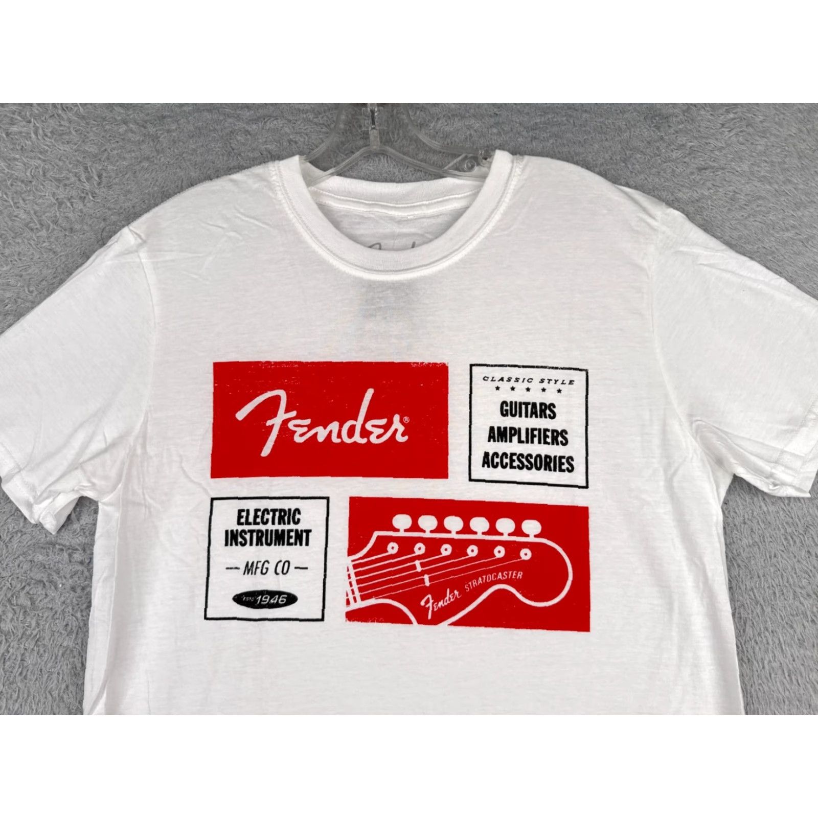 Fender Fender Men's Vintage Guitar T-Shirt 1964 Stratocaster Cotton Short Sleeve Medium White Music Teal Size US M / EU 48-50 / 2 - 5 Thumbnail