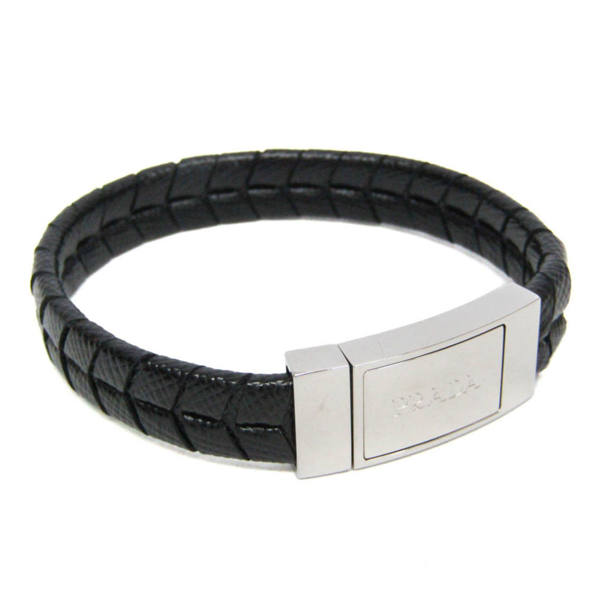 Prada Prada SAFFIANO 2IB150 Leather Bangle Black Size ONE SIZE - 1 Thumbnail