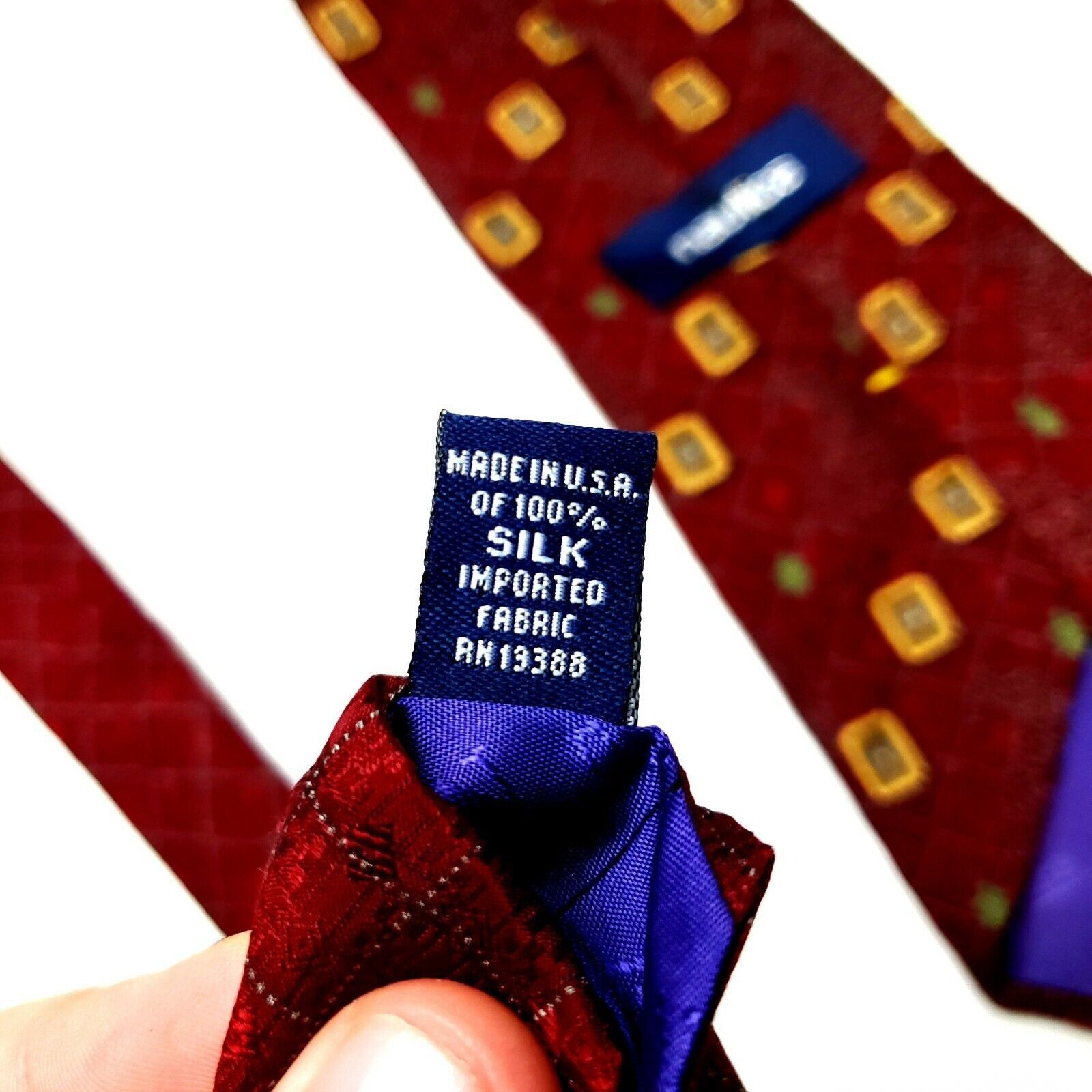 Nautica Nautica Silk Tie Print Abstract Red Short Wide Size ONE SIZE - 4 Thumbnail
