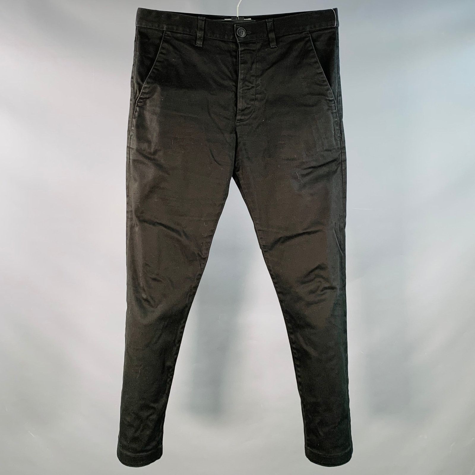 Saint Laurent Paris Black Cotton Blend Flat Front Slim Tapered Casual Pants Size US 30 / EU 46 - 1 Thumbnail