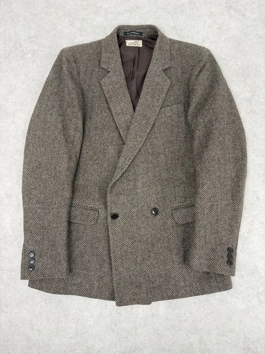 1990s Hermès Tweed Brown Blazer Jacket