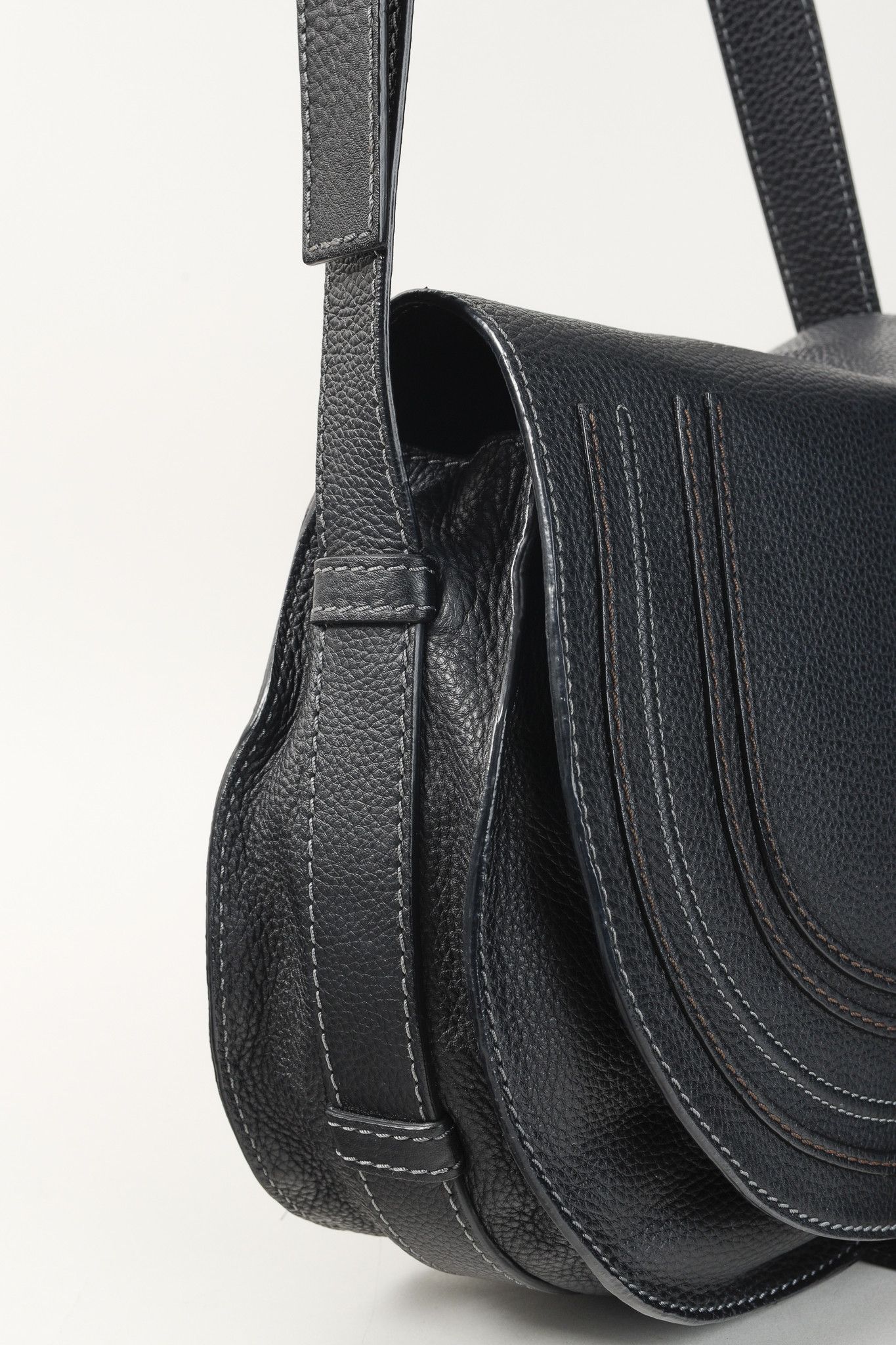 Chloe Chloe Marcie Leather Topstitch Cross-Body Saddle Bag Size ONE SIZE - 9 Thumbnail