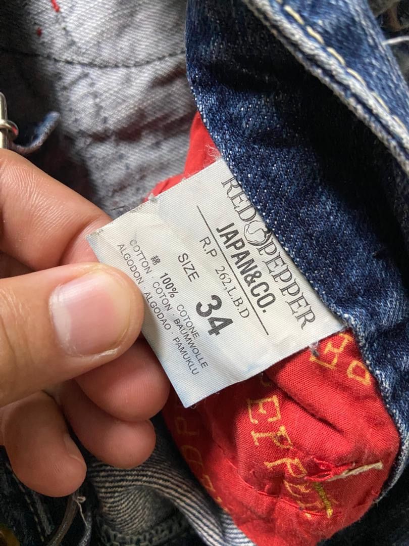 Japanese Brand Vintage Red Pepper Distressed Ripped Jeans Overalls (184) Size US 35 - 6 Thumbnail