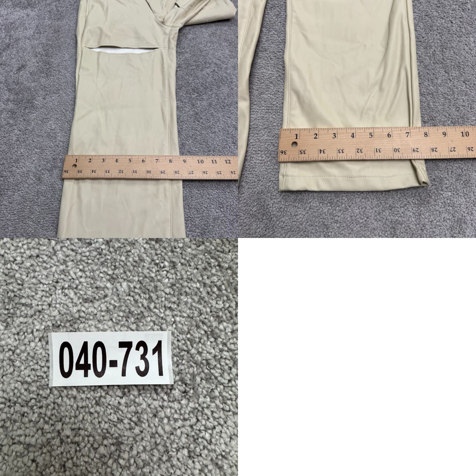PrettyLittleThing PRETTYLITTLETHING Faux Leather Cut Out Straight Leg Trouser Pants Women 4 Beige Size 27" / US 4 / IT 40 - 9 Thumbnail