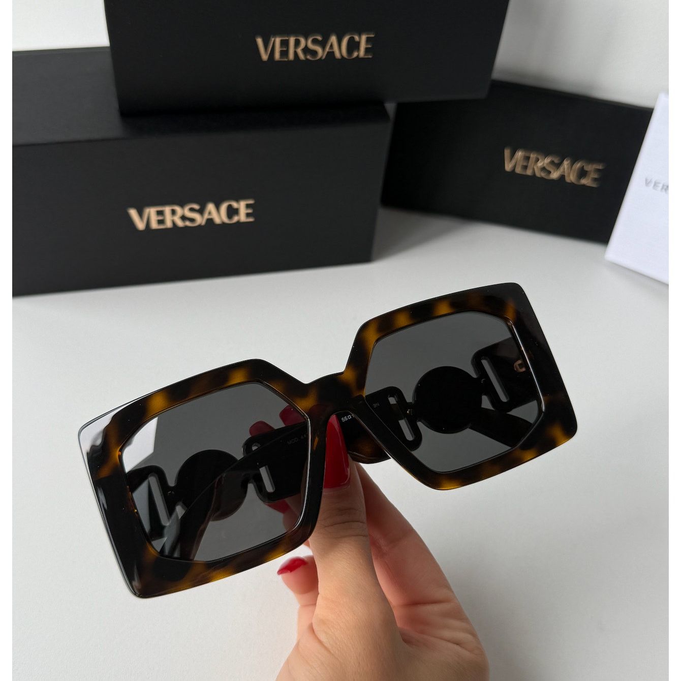 Versace NEW Versace VE4478U Oversized Havana Brown Square Sunglasses Size ONE SIZE - 4 Thumbnail