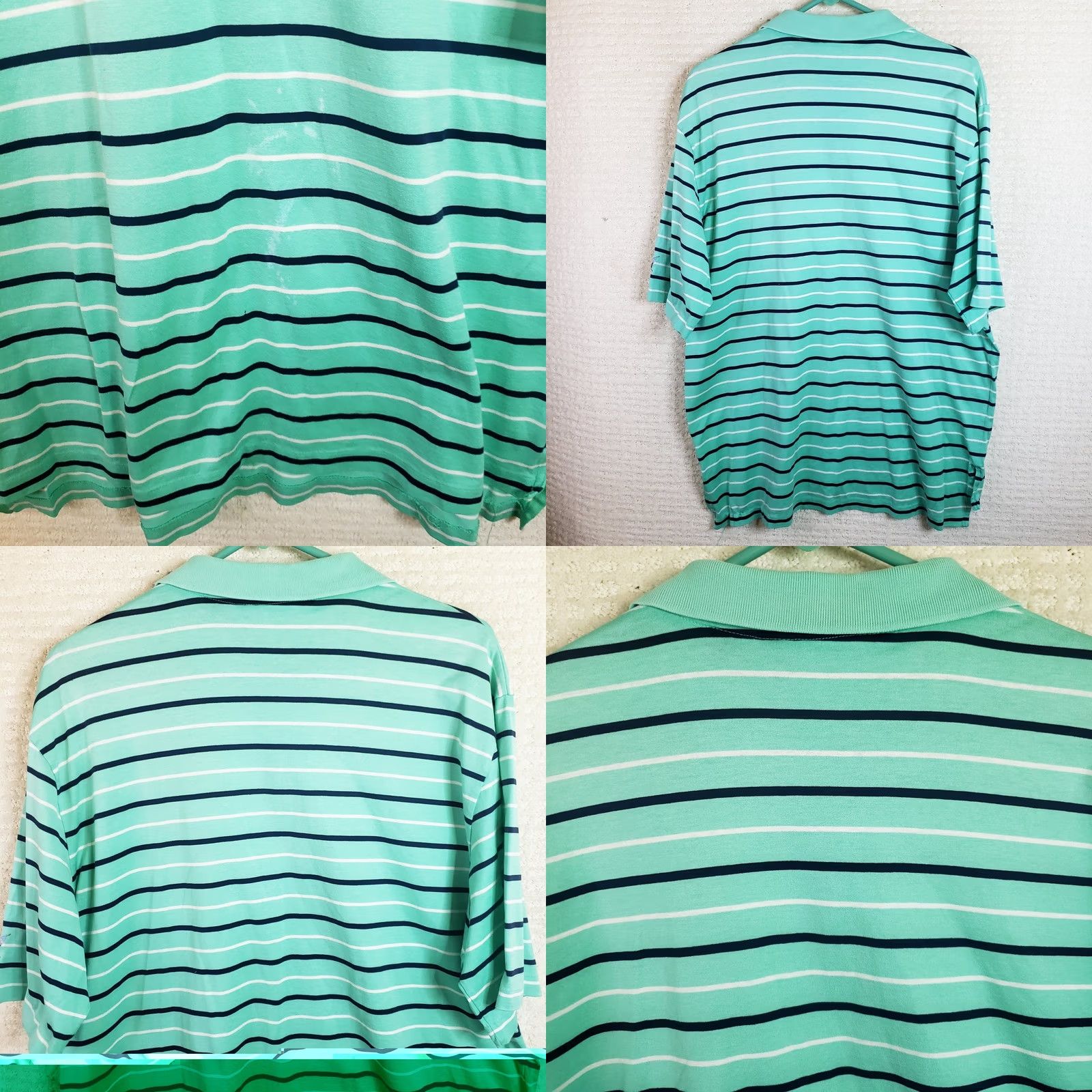 Vintage Polo Golf Shirt Mens L Teal Green Striped Polo Shirt SS Polo Shirt Embroidered Logo Golf Size US L / EU 52-54 / 3 - 8 Thumbnail