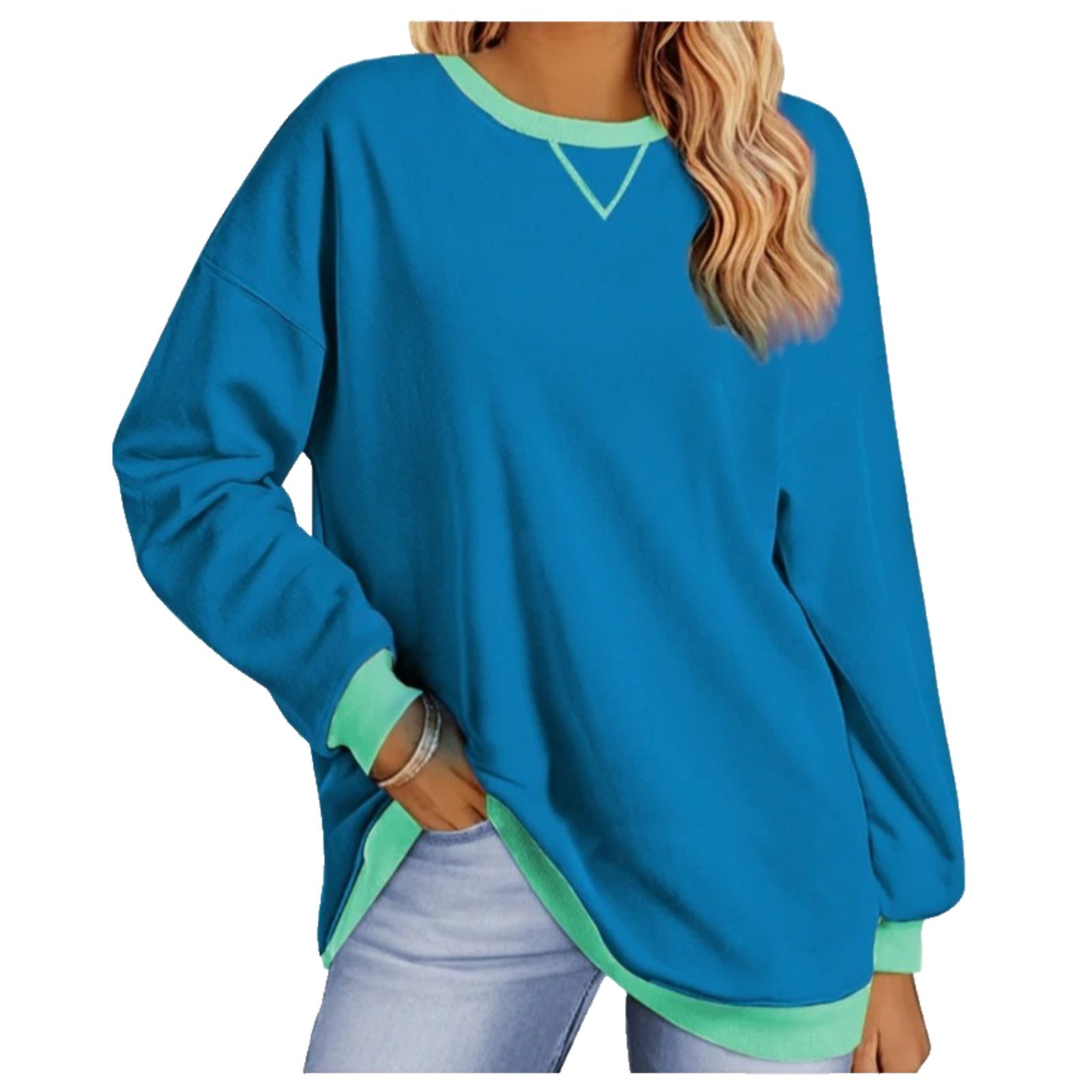 The Unbranded Brand Womens Sweatshirt Long Sleeve Blue Medium Pullover Crewneck Size M / US 6-8 / IT 42-44 - 1 Thumbnail