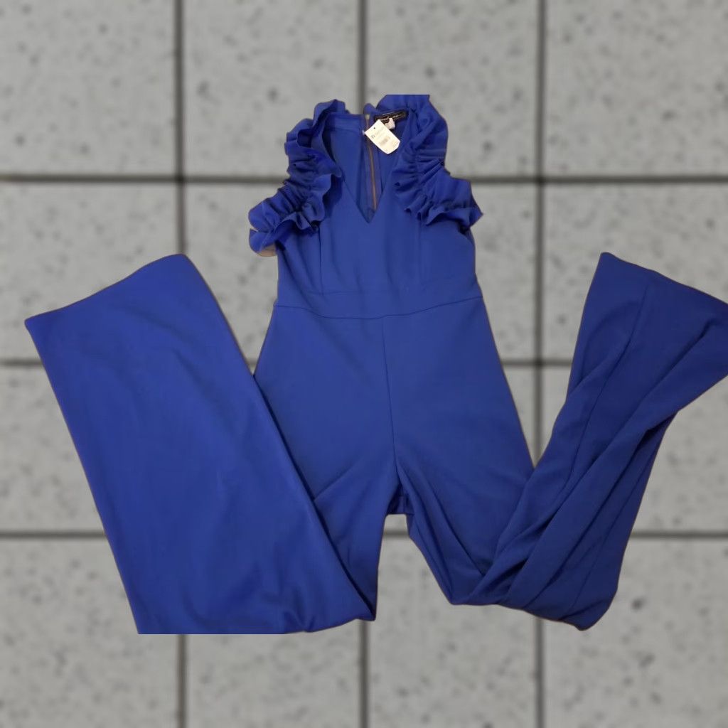 Vintage Womens Touch Me Romper Pants Suit L Blue 1 Piece V-Neck Casual Summer Spring Regular Womens L Blue Romper Suit Size 36" / US 14 / IT 50 - 1 Thumbnail