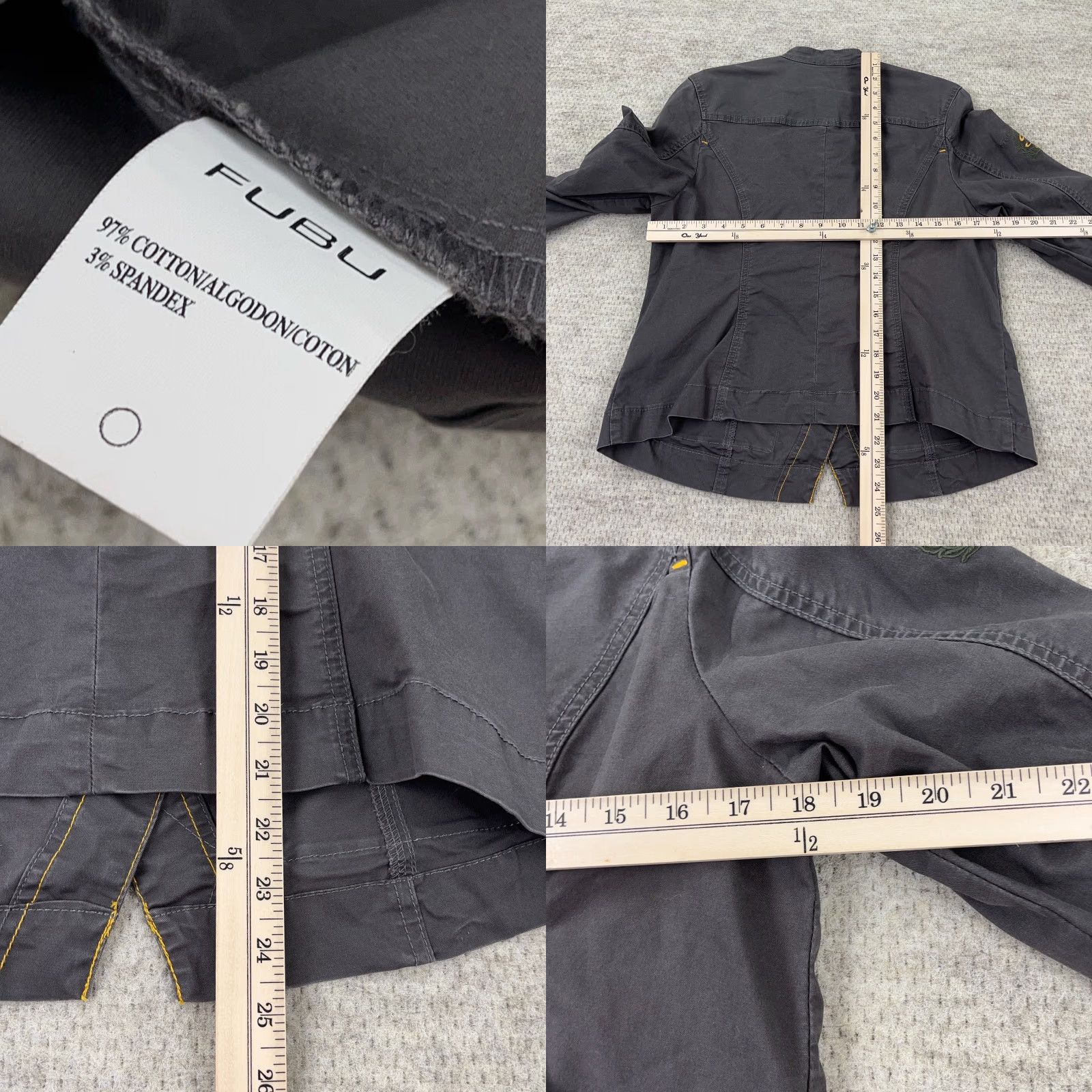 Fubu VINTAGE FUBU Jacket Women 1X Gray Twill Button Up Military Safari Pockets 90s Retro Size XL / US 12-14 / IT 48-50 - 8 Thumbnail