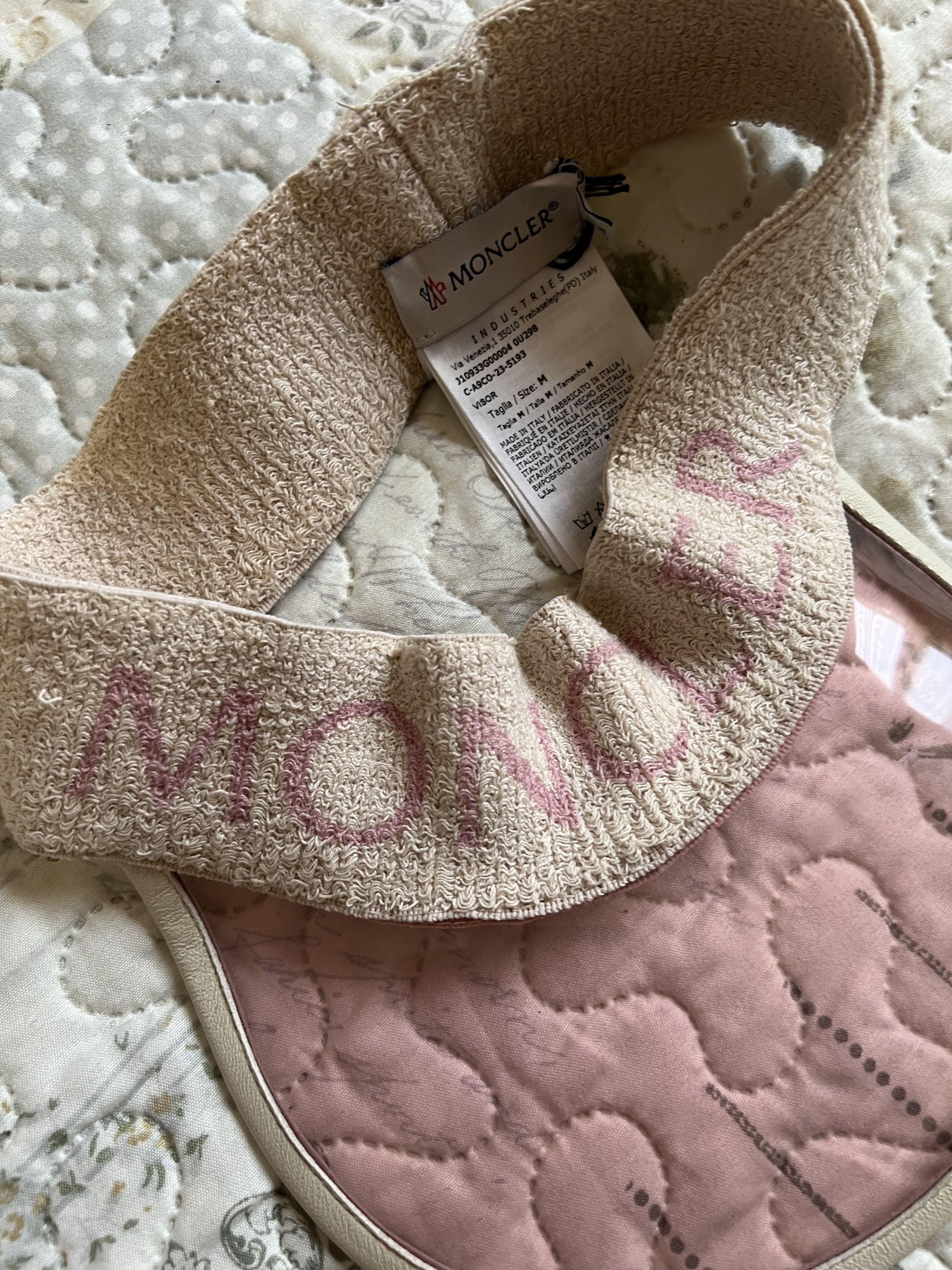 Moncler visor hat elastic bandage pink cap tennis logo band