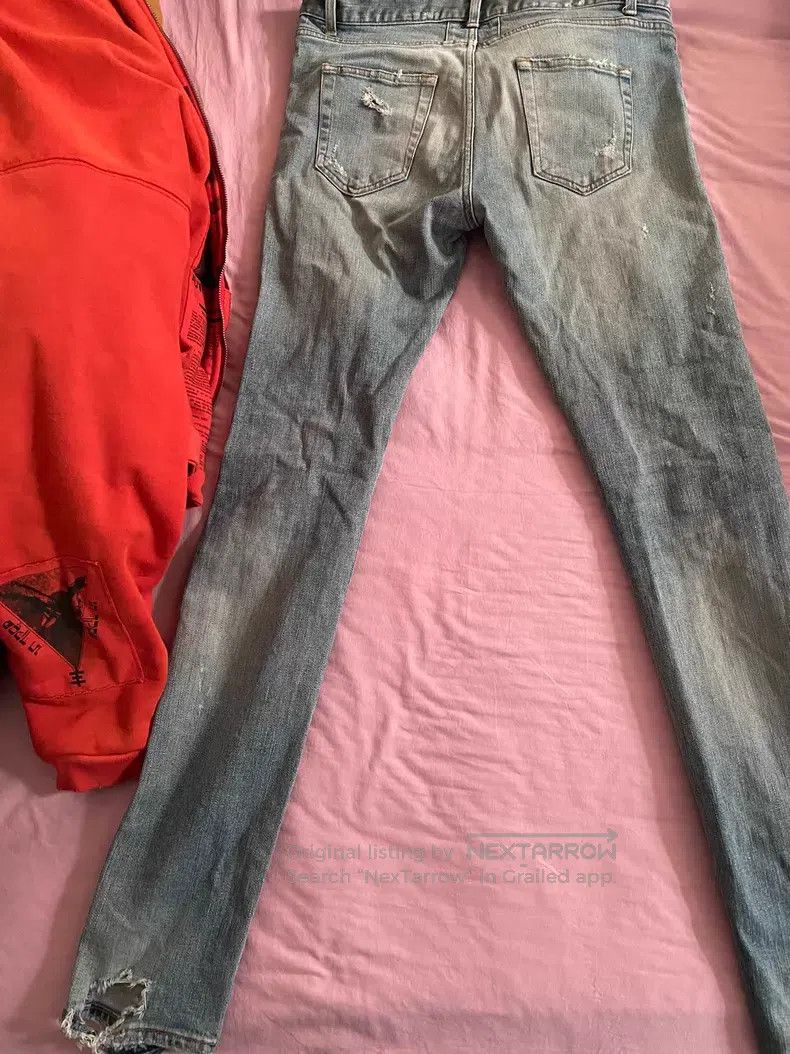 Saint Laurent Paris Saint Laurent Paris Blue Double Knee Torn Big Destroyed De Size US 31 - 3 Thumbnail