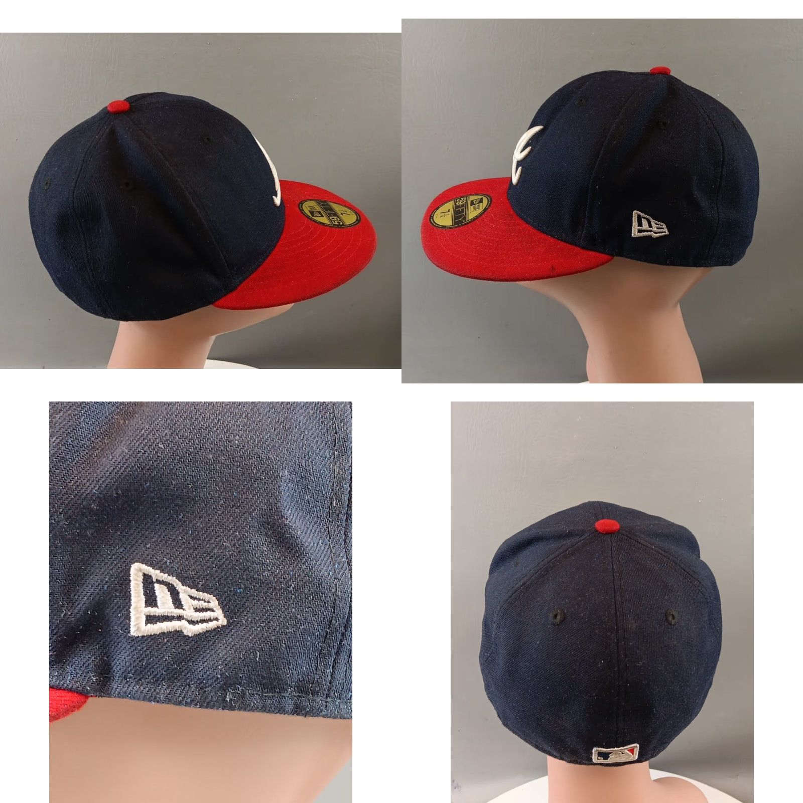 New Era Atlanta Braves 59fifty Fitted Hat Navy Blue 7 1/4 New Era Unisex Adults Official On Field Hat Size ONE SIZE - 8 Thumbnail