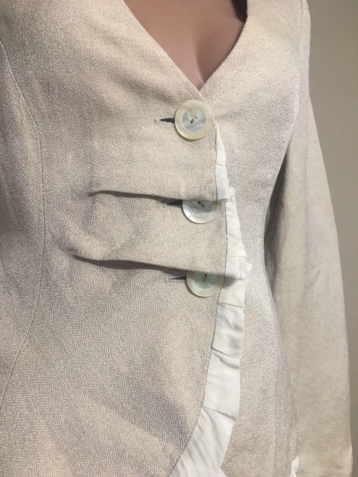 Emporio Armani × Giorgio Armani EMPORIO ARMANI Linen Cream Italy Design Blazer Jacket IT 38 Size XS / US 0-2 / IT 36-38 - 2 Thumbnail