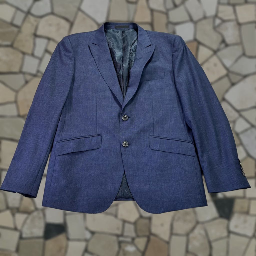 Vintage Peter Jackson Suit Jacket Mens 40 Short Blue Wool Two-Button Notch Lapel 2 Piece Formal Wedding Business Short Sleeve 4-Button Cuffs Size US 40 / EU 56 - 1 Thumbnail