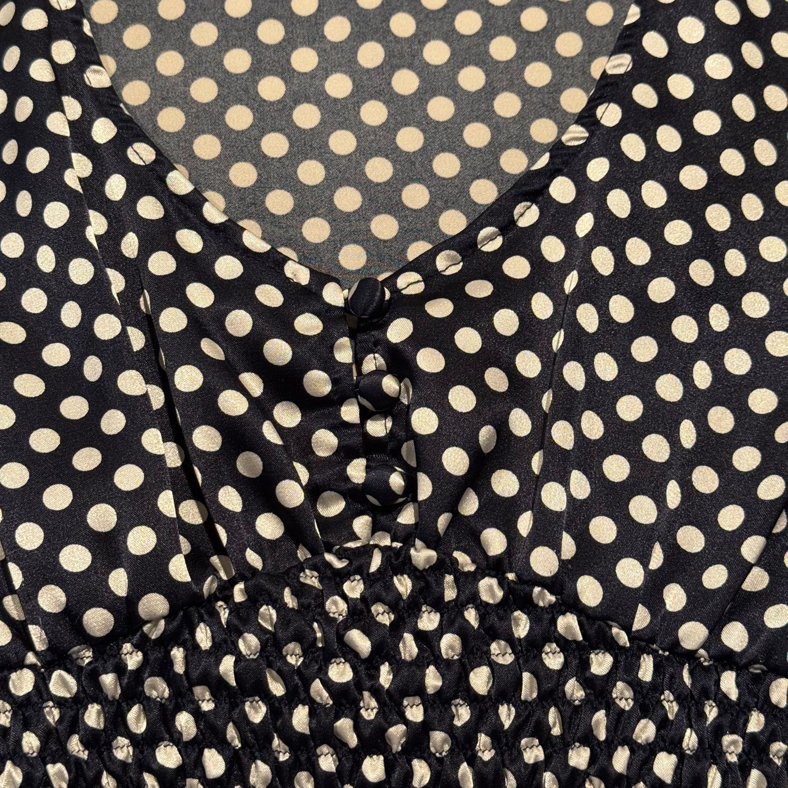 Bcbgmaxazria BCBGMaxazria Top Polka Dot Black White Boho Y2K Babydoll M Size M / US 6-8 / IT 42-44 - 6 Thumbnail