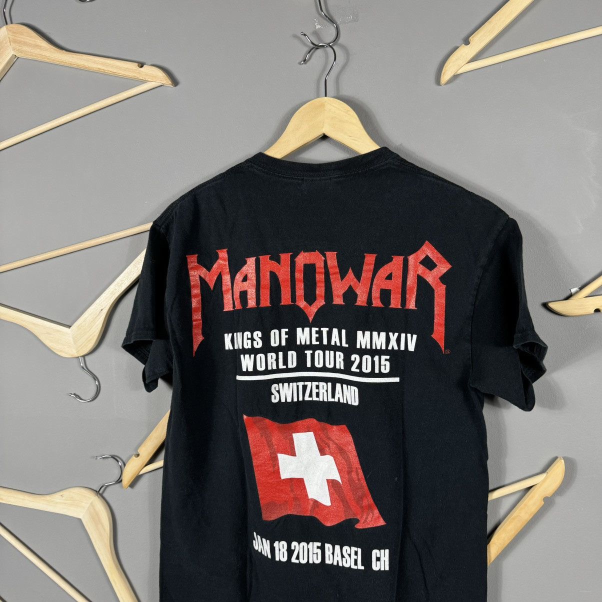 Band Tees Manowar 2015 Switzerland Basel World Tour T-shirt Size US S / EU 44-46 / 1 - 6 Thumbnail