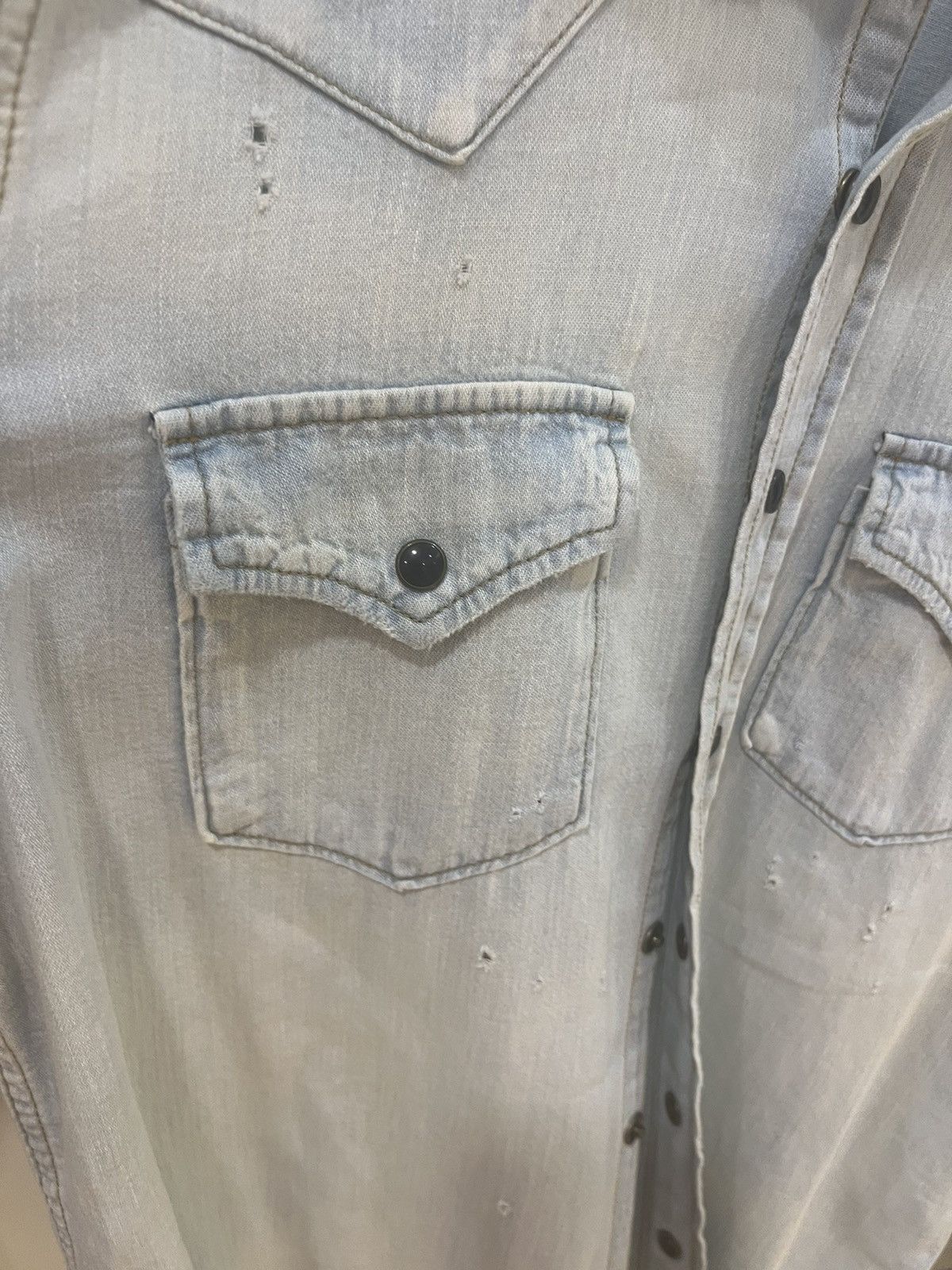 Saint Laurent Paris Distressed western denim shirt size M Size US M / EU 48-50 / 2 - 17 Thumbnail
