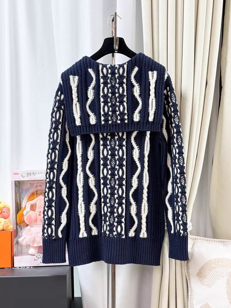 Chanel Chanel Pin white navy collar long-sleeved knitted cardigan Size XXS / US 00 / IT 34 - 2 Thumbnail
