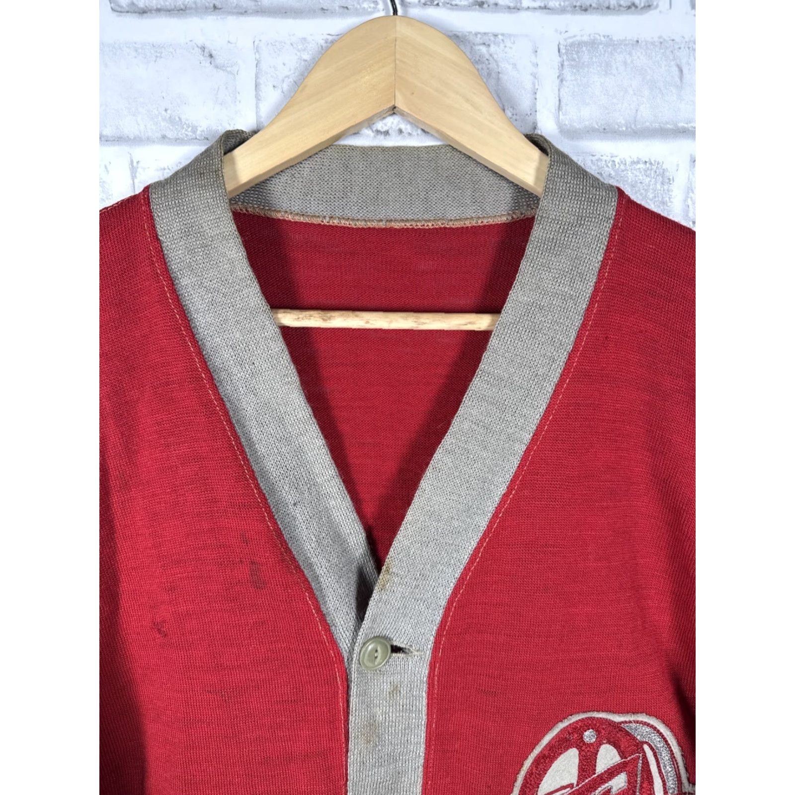 Vintage VTG 1950s Wool Letterman Style MOVIE PROJECTIONIST Sweater Size M Red Size US M / EU 48-50 / 2 - 2 Thumbnail