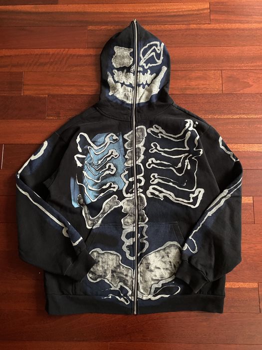 Cactus Jack by Travis Scott For Fragment Skeleton Graffiti Full Zip Hoodie  'Black