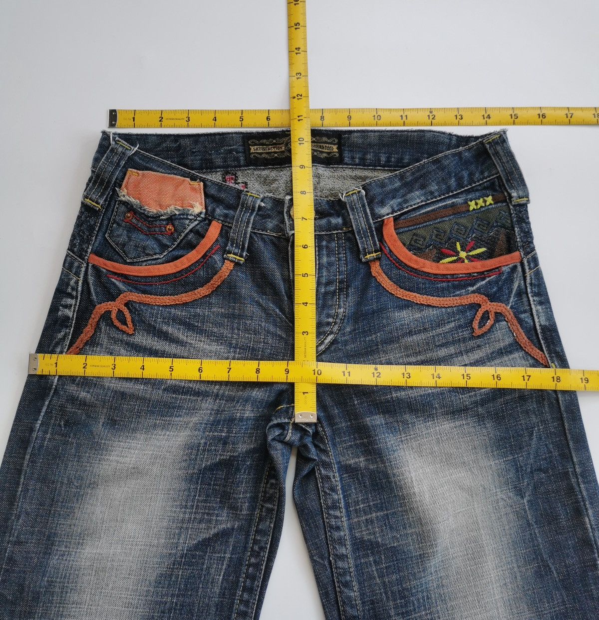 Japanese Brand Flared Bootcut Studio Red Pepper Embroidery Jeans Size 28" / US 6 / IT 42 - 10 Thumbnail