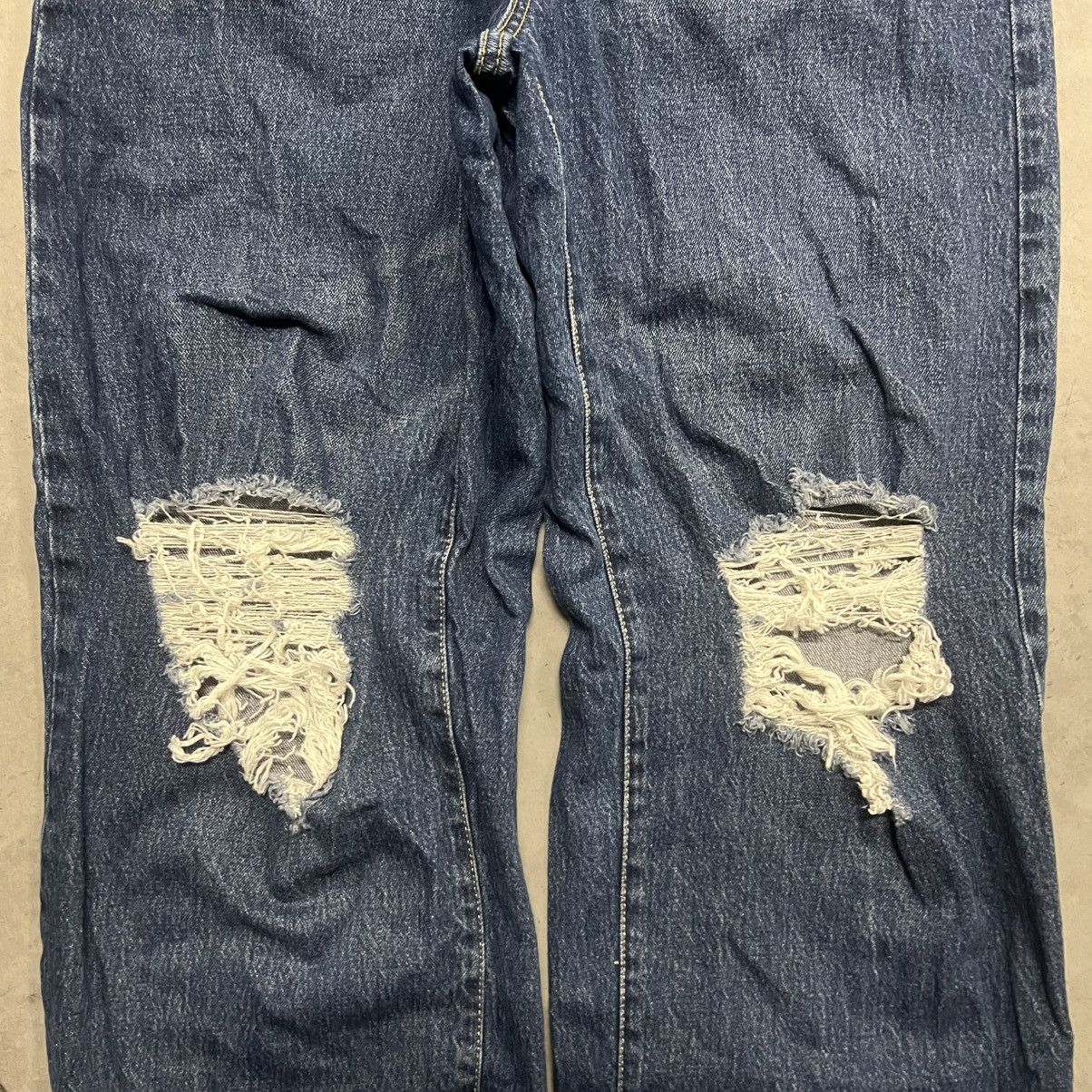 Japanese Brand × Vintage Crazy Vintage Baggy High rise Distressed Ripped Denim jeans Size 26" / US 2 / IT 38 - 3 Thumbnail