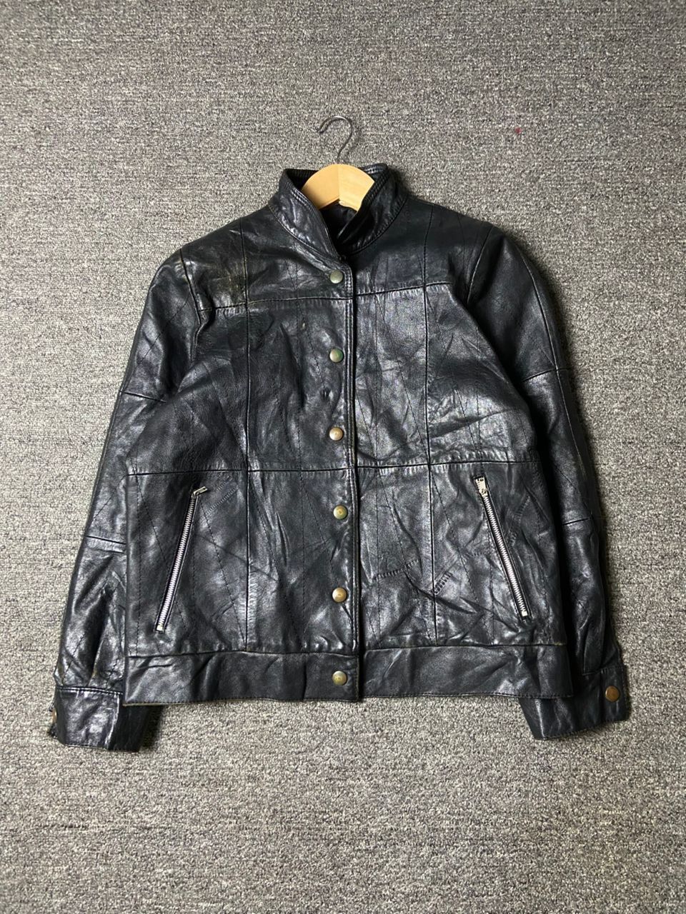 Japanese Brand Japanese Brand Button & Zip Leather Jacket (176) Size US XXS / EU 40 - 1 Thumbnail