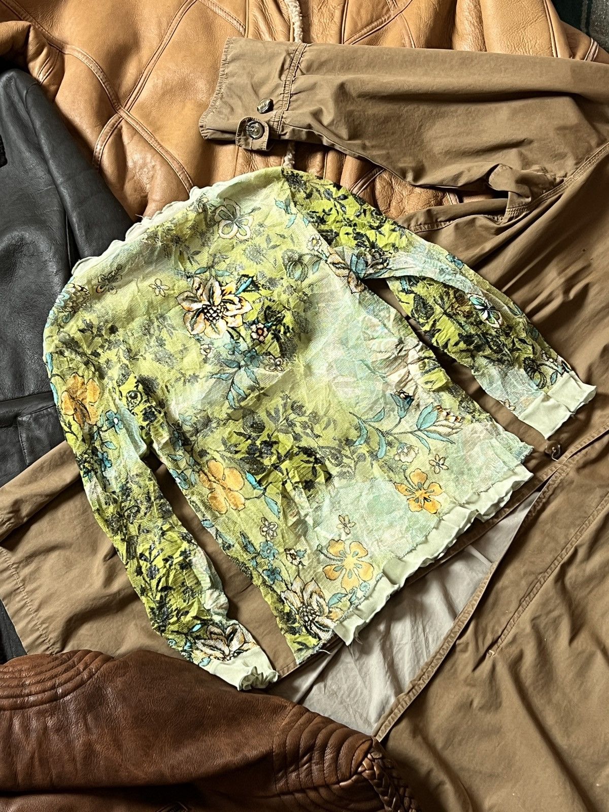 Jean Paul Gaultier Quinze Heures Trente Vintage Flowered Mesh Ganga Top Blouse Size S / US 4 / IT 40 - 4 Thumbnail