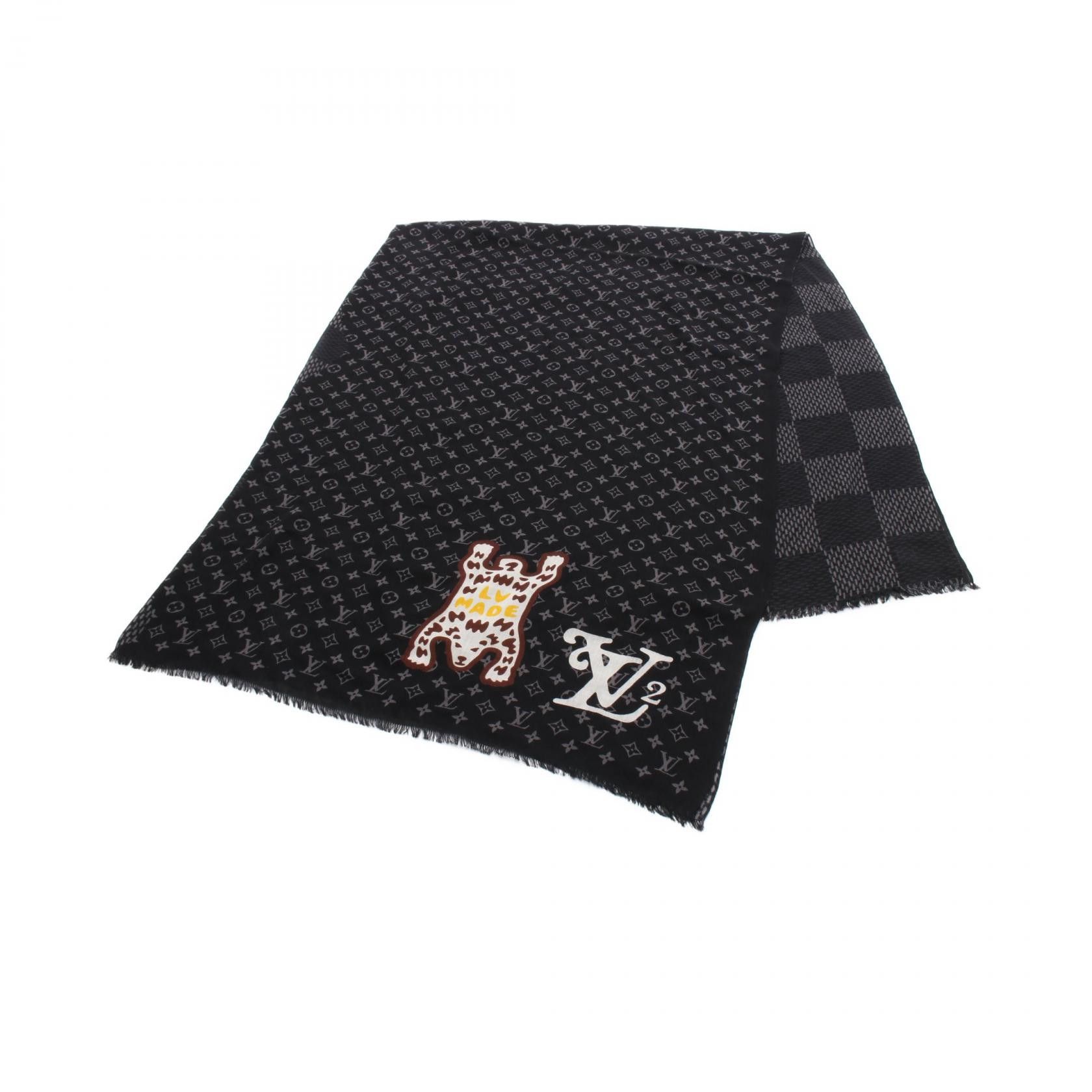 Louis Vuitton Louis Vuitton Louis Vuitton × NIGO Etole Damier Giant Wave Monogram Wool Stole Canvas Shawl MP2697 Size ONE SIZE - 1 Thumbnail