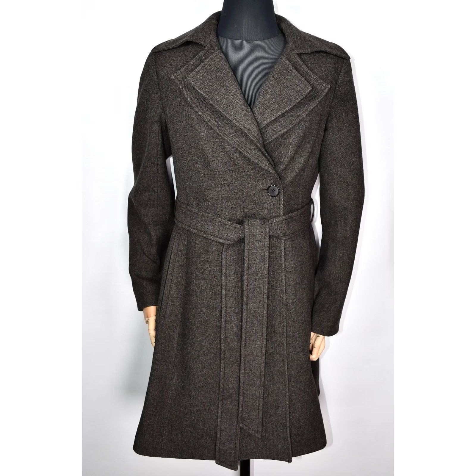 Allsaints All Saints Isabella Coat Womens Wool Brown Belted Coat UK 12 US 8 Jacket Length Mid-Length Size M / US 6-8 / IT 42-44 - 6 Thumbnail