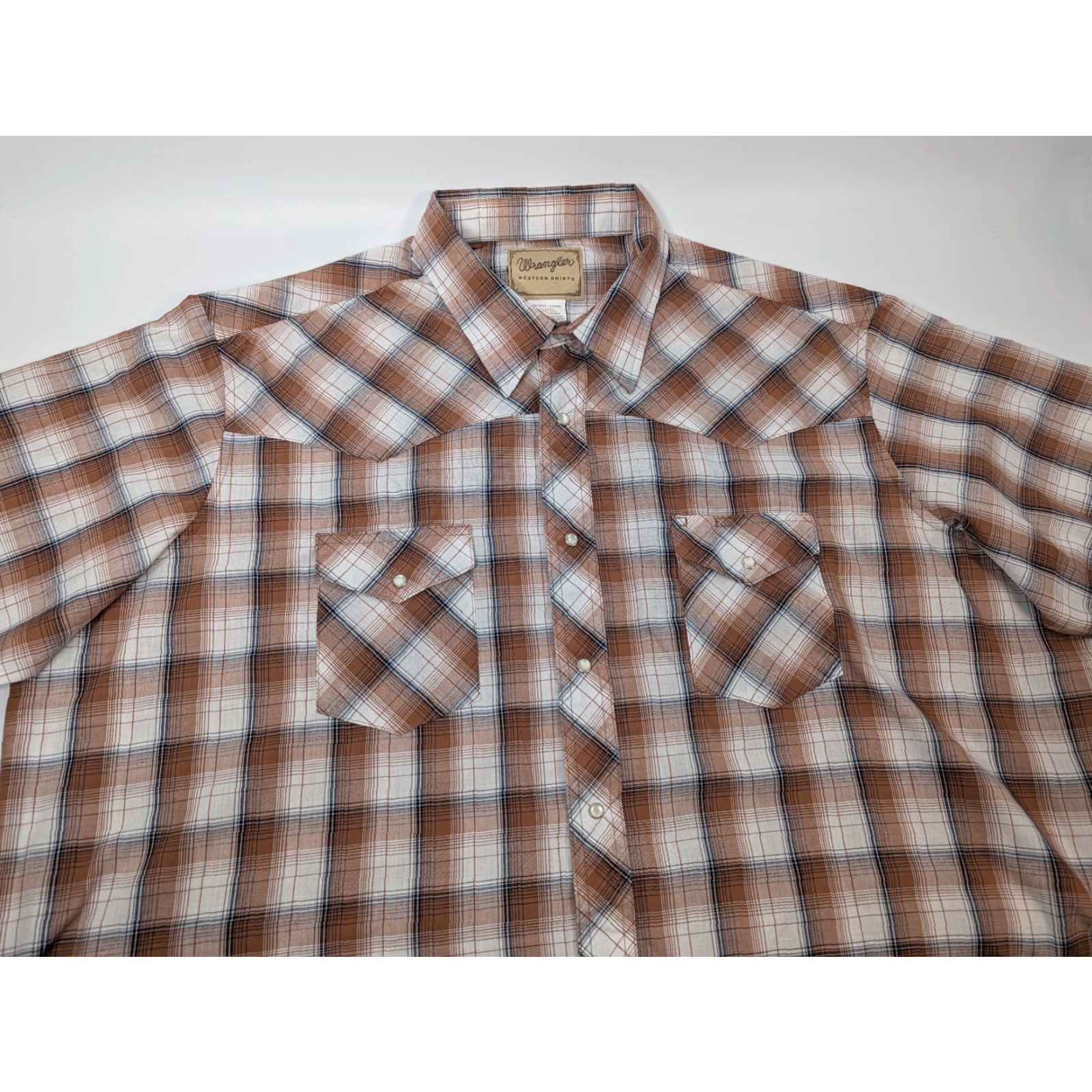 Wrangler Wrangler Western Shirt Men's 3XL Brown White Plaid Pearl Snaps Cowboy Rodeo Size US XXL / EU 58 / 5 - 5 Thumbnail
