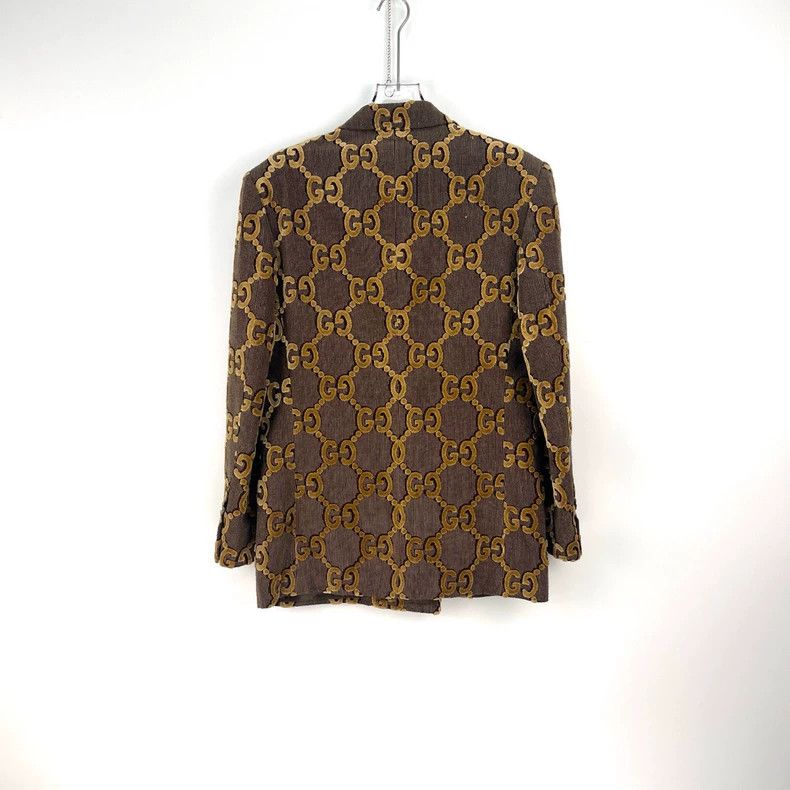 Gucci Gucci Coffee-colored logo velvet satin suit jacket 2502-Nex Size US M / EU 48-50 / 2 - 4 Thumbnail