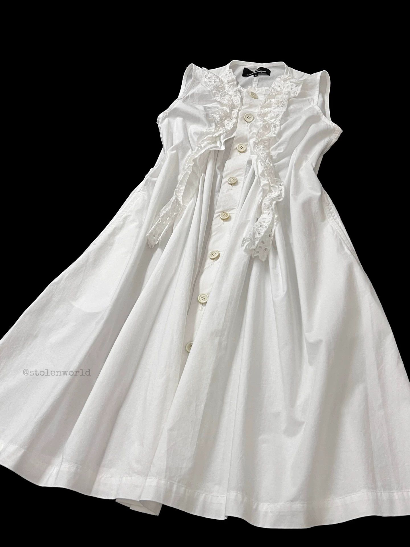 Comme des Garcons Comme des Garçons White Irregular Pleated Lace Dress Size S Size S / US 4 / IT 40 - 4 Thumbnail