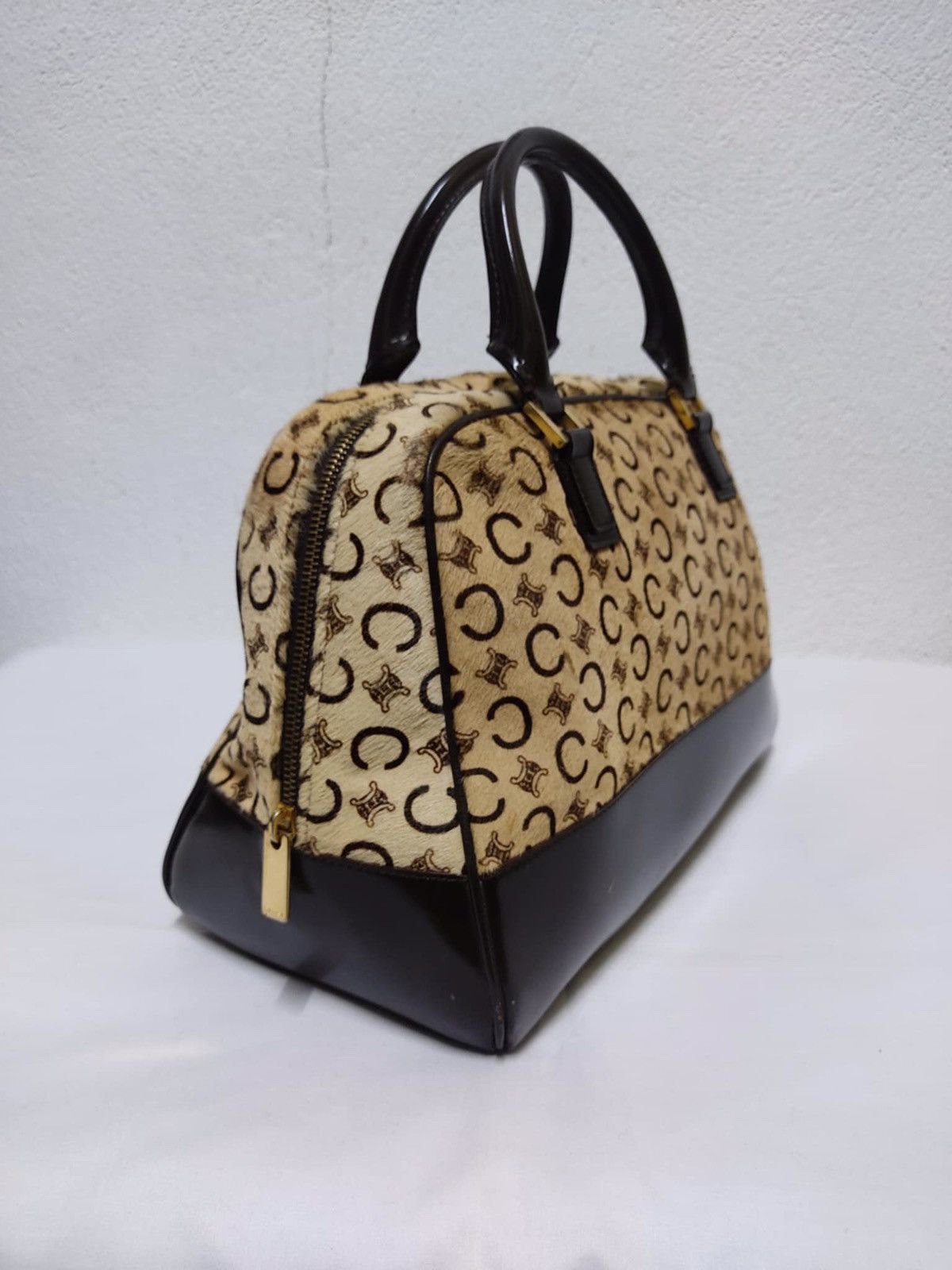 Celine × Vintage VINTAGE CELINE Bowling Bag In Printed Goatskin Brown Size ONE SIZE - 3 Thumbnail