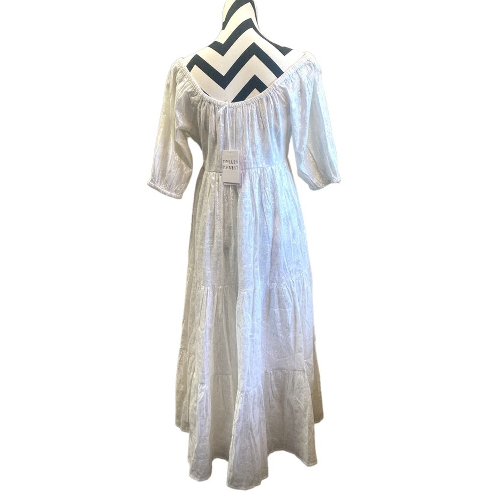 Other Roller Rabbit Zara Puff-Sleeve Maxi Dress Silver Small Size S / US 4 / IT 40 - 4 Thumbnail