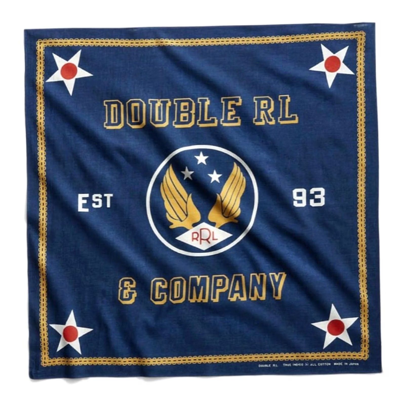 Ralph Lauren RRL Ralph Lauren Logo Graphic Print Bandana Scarf Indigo Blue 51cm×51cm New Size ONE SIZE - 3 Thumbnail