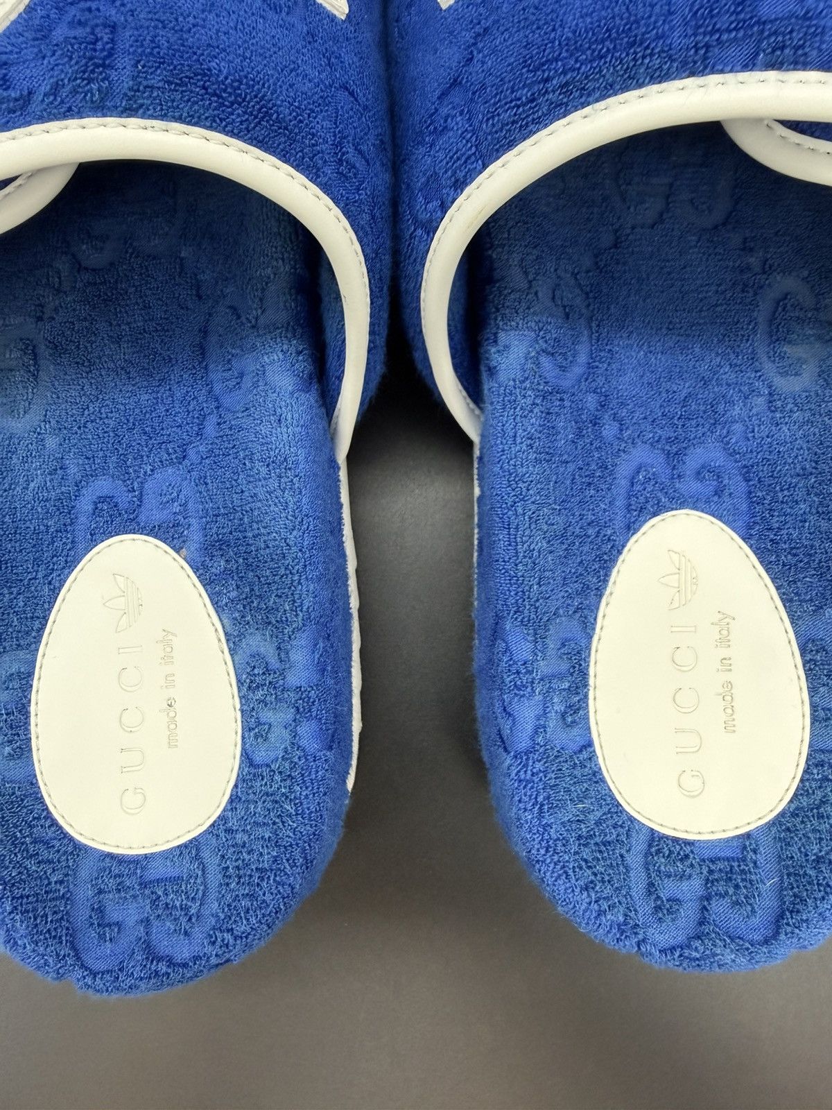 Adidas × Gucci Gucci x Adidas Magic Sponge Platform Slide Blue/White Size US 12 / EU 45 - 6 Thumbnail