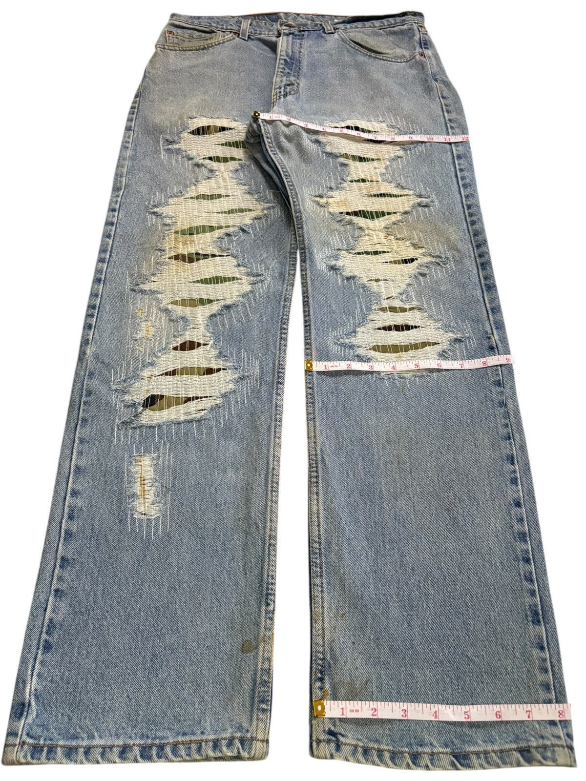 Levi's Vintage 90s Levis 505 Sashiko Mud Wash Distress Loose Jeans Size US 34 / EU 50 - 14 Thumbnail
